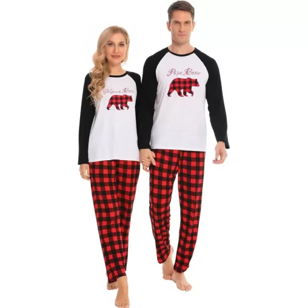 imageSWOMOG Matching Couples Christmas Pajamas Set Women ampamp Men Printed Long Sleeve Pjs Top and Plaid Pants LoungewearChristmas Bear