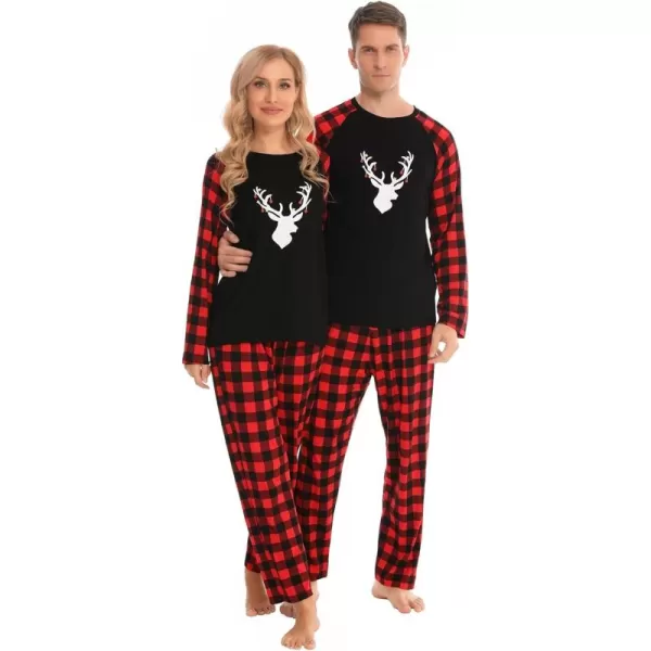 imageSWOMOG Matching Couples Christmas Pajamas Set Women ampamp Men Printed Long Sleeve Pjs Top and Plaid Pants LoungewearChristmas Classical Deers