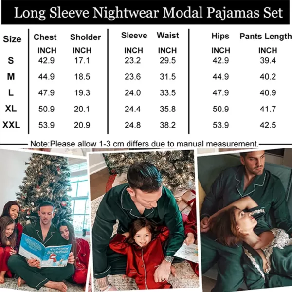 imageSWOMOG Men Pajamas Set Comfy Modal Pjs Button Down Sleepwear 2 Piece Long Sleeve Lounge Set Soft Nightwear with PocketsGreen