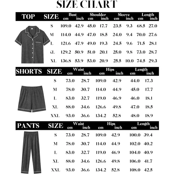 imageSWOMOG Men Pajamas Sets Short Sleeve Modal Sleepwear TwoPiece Soft PJs Sets Loungewear with Long Pants3pcsdarkgrey