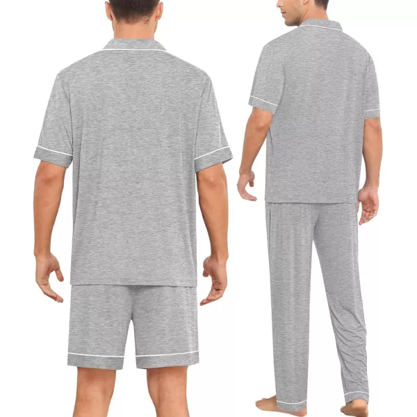 imageSWOMOG Men Pajamas Sets Short Sleeve Modal Sleepwear TwoPiece Soft PJs Sets Loungewear with Long Pants3pcsgrey