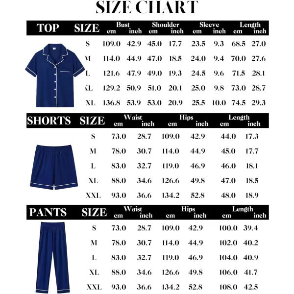 imageSWOMOG Men Pajamas Sets Short Sleeve Modal Sleepwear TwoPiece Soft PJs Sets Loungewear with Long Pants3pcsnavyblue