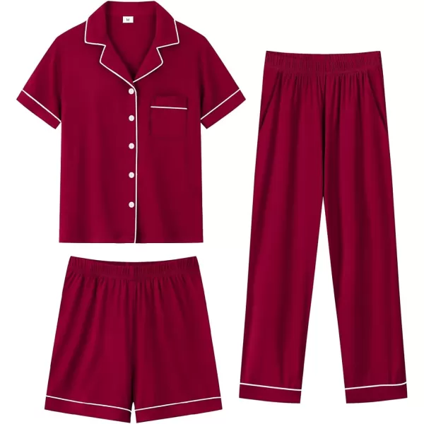 imageSWOMOG Men Pajamas Sets Short Sleeve Modal Sleepwear TwoPiece Soft PJs Sets Loungewear with Long Pants3pcswinered