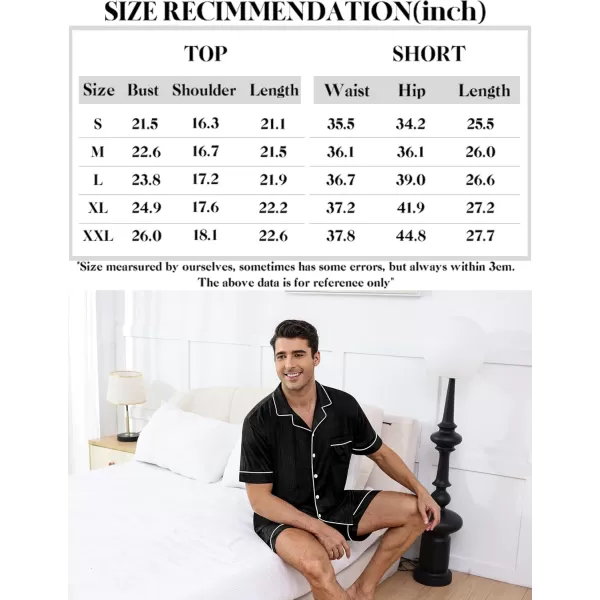 imageSWOMOG Men Pajamas Sets Short Sleeve Modal Sleepwear TwoPiece Soft PJs Sets Loungewear with Long PantsShortsblack