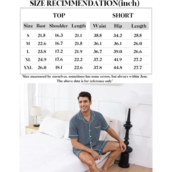 imageSWOMOG Men Pajamas Sets Short Sleeve Modal Sleepwear TwoPiece Soft PJs Sets Loungewear with Long PantsShortsdarkgrey