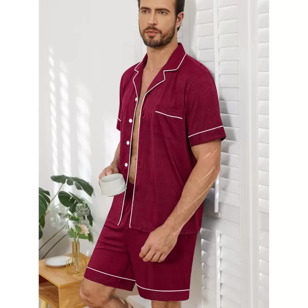 imageSWOMOG Men Pajamas Sets Short Sleeve Modal Sleepwear TwoPiece Soft PJs Sets Loungewear with Long PantsShortswinered