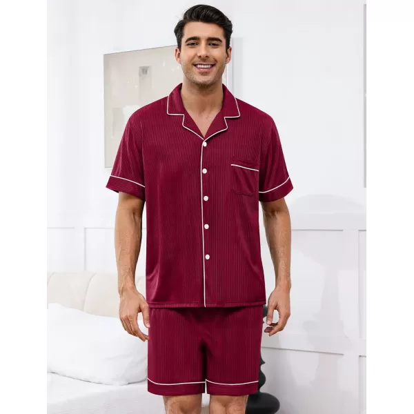 imageSWOMOG Men Pajamas Sets Short Sleeve Modal Sleepwear TwoPiece Soft PJs Sets Loungewear with Long PantsShortswinered