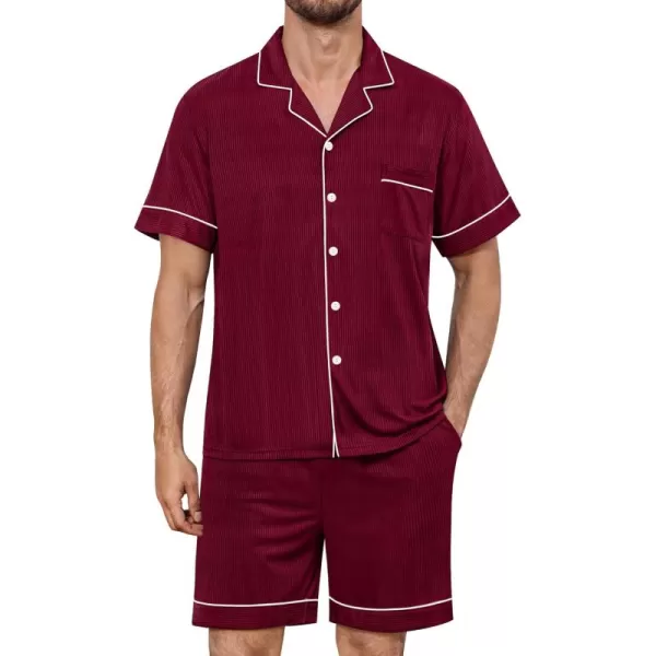 imageSWOMOG Men Pajamas Sets Short Sleeve Modal Sleepwear TwoPiece Soft PJs Sets Loungewear with Long PantsShortswinered