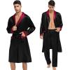 imageSWOMOG Mens 3 Pcs Robe Silk Satin Kimono Bathrobe with ShortsampampPants Set Lightweight Soft SleepwearBlack