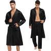 imageSWOMOG Mens 3 Pcs Robe Silk Satin Kimono Bathrobe with ShortsampampPants Set Lightweight Soft SleepwearCarbon