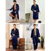 imageSWOMOG Mens 3 Pcs Robe Silk Satin Kimono Bathrobe with ShortsampampPants Set Lightweight Soft SleepwearDark Blue