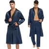 imageSWOMOG Mens 3 Pcs Robe Silk Satin Kimono Bathrobe with ShortsampampPants Set Lightweight Soft SleepwearDark Gray