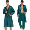 imageSWOMOG Mens 3 Pcs Robe Silk Satin Kimono Bathrobe with ShortsampampPants Set Lightweight Soft SleepwearGreen