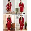 imageSWOMOG Mens 3 Pcs Robe Silk Satin Kimono Bathrobe with ShortsampampPants Set Lightweight Soft SleepwearRed