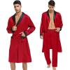 imageSWOMOG Mens 3 Pcs Robe Silk Satin Kimono Bathrobe with ShortsampampPants Set Lightweight Soft SleepwearRed