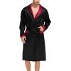 imageSWOMOG Mens Satin Robe with Shorts Set Silky Kimono Bathrobe Lightweight Soft SleepwearBlack