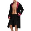 imageSWOMOG Mens Satin Robe with Shorts Set Silky Kimono Bathrobe Lightweight Soft SleepwearBlack