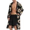 imageSWOMOG Mens Satin Robe with Shorts Set Silky Kimono Bathrobe Lightweight Soft SleepwearBlack Dragon