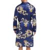 imageSWOMOG Mens Satin Robe with Shorts Set Silky Kimono Bathrobe Lightweight Soft SleepwearBlue Dragon