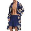 imageSWOMOG Mens Satin Robe with Shorts Set Silky Kimono Bathrobe Lightweight Soft SleepwearBlue Dragon