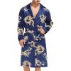 imageSWOMOG Mens Satin Robe with Shorts Set Silky Kimono Bathrobe Lightweight Soft SleepwearBlue Dragon