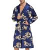 imageSWOMOG Mens Satin Robe with Shorts Set Silky Kimono Bathrobe Lightweight Soft SleepwearBlue Dragon