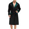 imageSWOMOG Mens Satin Robe with Shorts Set Silky Kimono Bathrobe Lightweight Soft SleepwearCarbon With Green
