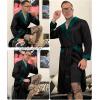 imageSWOMOG Mens Satin Robe with Shorts Set Silky Kimono Bathrobe Lightweight Soft SleepwearCarbon With Green
