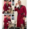 imageSWOMOG Mens Satin Robe with Shorts Set Silky Kimono Bathrobe Lightweight Soft SleepwearDark Wine Red