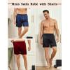 imageSWOMOG Mens Satin Robe with Shorts Set Silky Kimono Bathrobe Lightweight Soft SleepwearDark Wine Red