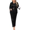 imageSWOMOG Plus Size Pajama Set for Women Silk Satin Pajamas Long Sleeve Sleepwear Button Down PJs Soft Pj Set with Chest PocketPippingcarbon Black