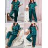 imageSWOMOG Womens Plus Size Pajamas Silk Satin Pajama Set Short Sleeve Shirt with FullLength Pants Pjs Sleepwear Set 18W26WGreen