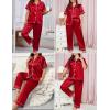 imageSWOMOG Womens Plus Size Pajamas Silk Satin Pajama Set Short Sleeve Shirt with FullLength Pants Pjs Sleepwear Set 18W26WReda