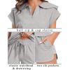 imageSWOMOG Womens Track Suits 2 Piece HalfZip Lapel Cap Sleeve Sweatshirt High Waist Drawstring Shorts with Pockets SweatsuitGrey