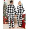 imageSWOMOG Couples Christmas One Piece Pajamas Sets Women ampamp Men Fleece Winter Loungewear ZipUp Jumpsuit with Pockets PjsBig Black White Grid