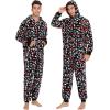 imageSWOMOG Couples Christmas One Piece Pajamas Sets Women ampamp Men Fleece Winter Loungewear ZipUp Jumpsuit with Pockets PjsColor Light