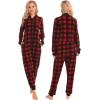 imageSWOMOG Couples Christmas One Piece Pajamas Sets Women ampamp Men Fleece Winter Loungewear ZipUp Jumpsuit with Pockets PjsRed Grid