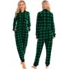 imageSWOMOG Couples Christmas One Piece Pajamas Sets Women ampamp Men Fleece Winter Loungewear ZipUp Jumpsuit with Pockets PjsSmall Plaid Black and Green