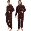 imageSWOMOG Couples Christmas One Piece Pajamas Sets Women ampamp Men Fleece Winter Loungewear ZipUp Jumpsuit with Pockets PjsSnowflake and Tree