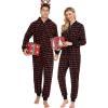 imageSWOMOG Couples Christmas One Piece Pajamas Sets Women ampamp Men Fleece Winter Loungewear ZipUp Jumpsuit with Pockets PjsSnowflake and Tree