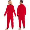 imageSWOMOG Couples Christmas One Piece Pajamas Sets Women ampamp Men Fleece Winter Loungewear ZipUp Jumpsuit with Pockets PjsSolid Red