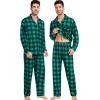 imageSWOMOG Matching Couple Pajamas Christmas Pjs Long Sleeve Holiday Sleepwear Lightweight Soft Loungewear for Men and WomenGreen Black Plaid