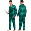 imageSWOMOG Matching Couple Pajamas Christmas Pjs Long Sleeve Holiday Sleepwear Lightweight Soft Loungewear for Men and WomenGreen Black Plaid