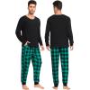 imageSWOMOG Matching Couple Pajamas Christmas Pjs Long Sleeve Holiday Sleepwear Lightweight Soft Loungewear for Men and WomenGreen Plaid