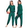 imageSWOMOG Matching Couple Pajamas Christmas Pjs Long Sleeve Holiday Sleepwear Lightweight Soft Loungewear for Men and WomenGreen Plaid