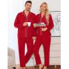 imageSWOMOG Matching Couple Pajamas Christmas Pjs Long Sleeve Holiday Sleepwear Lightweight Soft Loungewear for Men and WomenRed