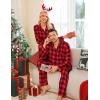 imageSWOMOG Matching Couple Pajamas Christmas Pjs Long Sleeve Holiday Sleepwear Lightweight Soft Loungewear for Men and WomenRed Black Plaid
