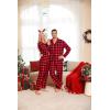 imageSWOMOG Matching Couple Pajamas Christmas Pjs Long Sleeve Holiday Sleepwear Lightweight Soft Loungewear for Men and WomenRed Black Plaid