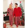 imageSWOMOG Matching Couple Pajamas Christmas Pjs Long Sleeve Holiday Sleepwear Lightweight Soft Loungewear for Men and WomenRed Green Plaid