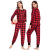 imageSWOMOG Matching Couple Pajamas Christmas Pjs Long Sleeve Holiday Sleepwear Lightweight Soft Loungewear for Men and WomenRed Plaid